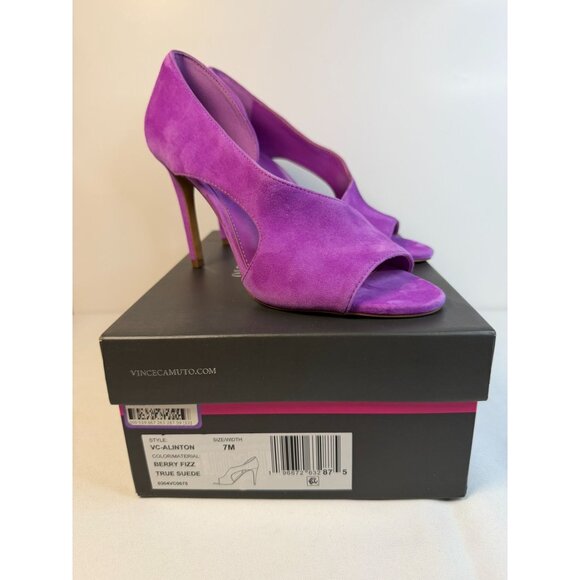 Vince Camuto Alinton Purple Suede Size 7 High Stiletto Peeptoe Heel Pumps Formal - Picture 13 of 13